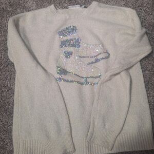 white and silver, pink, sparkle sweater, long sleeve